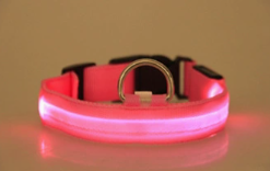 Reflective LED Dog Collar with Leather and Ribbon Design